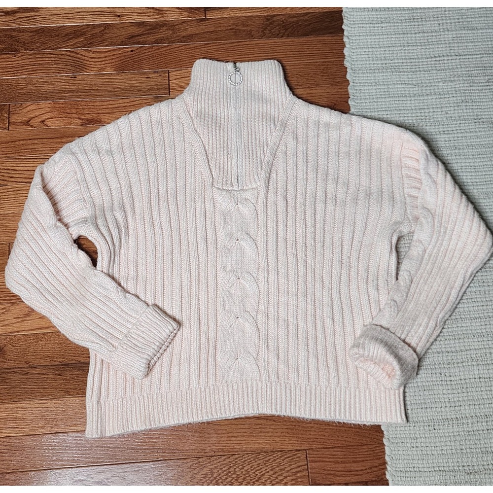 Venus High Neck Sweater XL Pink 1/4 Zip Cable Knit Mock‎